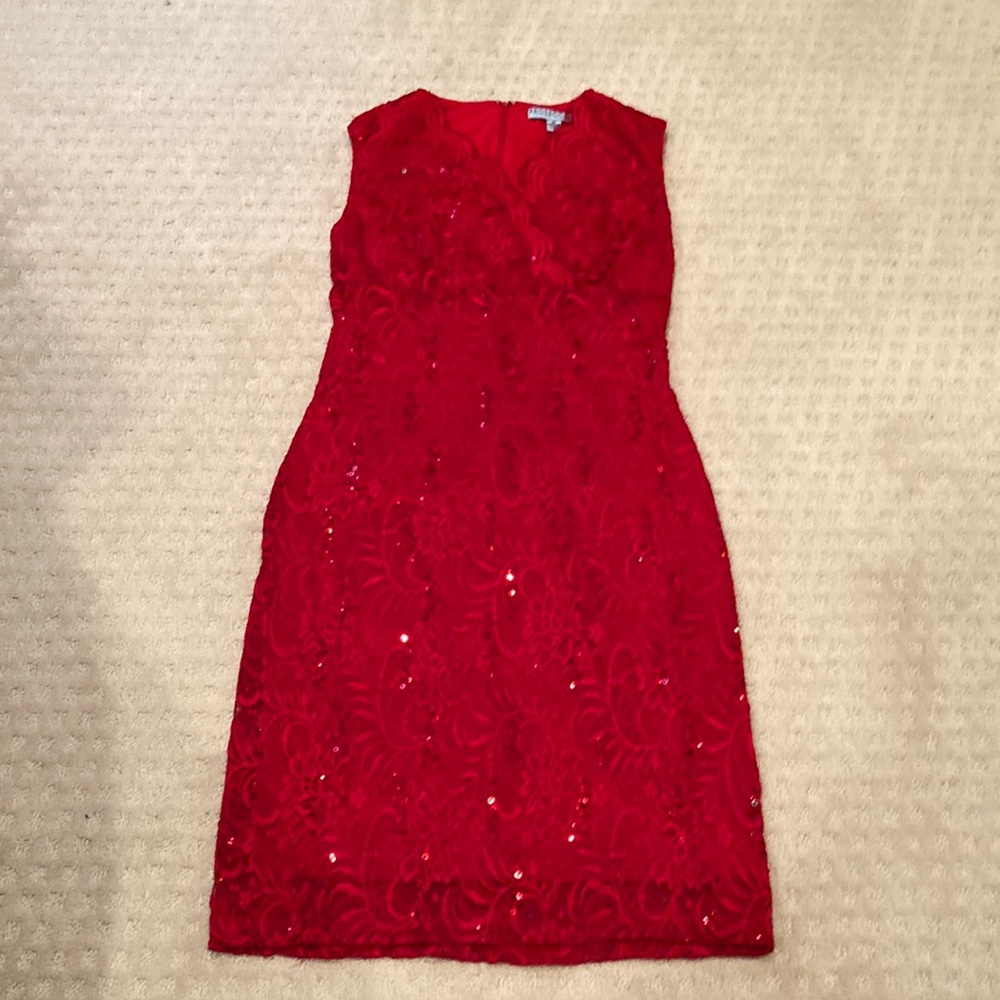Prosecco Red Holiday Dress Petite 8 sequin